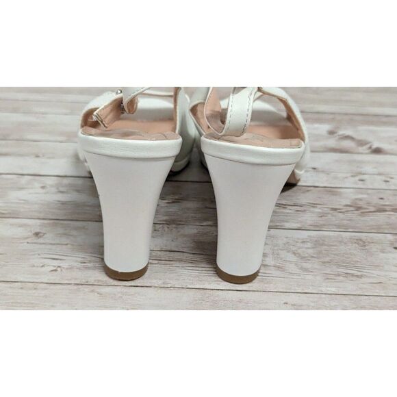 Dream Pairs Neina Womens Size 8 White Ankle Strap Chunky Block Slingback Heels - Picture 5 of 11